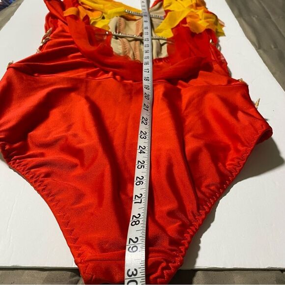 Fire flame Custom Solo lyrical embellished rhinestone Dance Costume LA adult - Picture 10 of 15